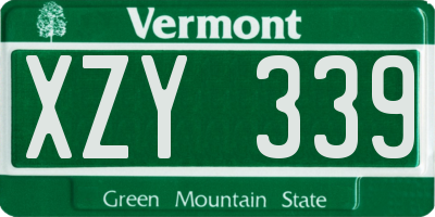 VT license plate XZY339