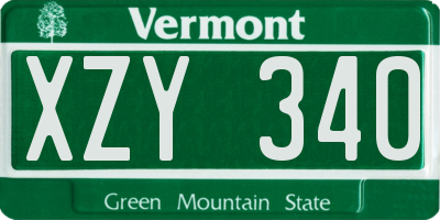 VT license plate XZY340