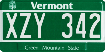 VT license plate XZY342