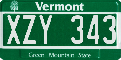 VT license plate XZY343