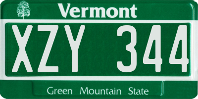 VT license plate XZY344