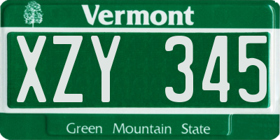 VT license plate XZY345