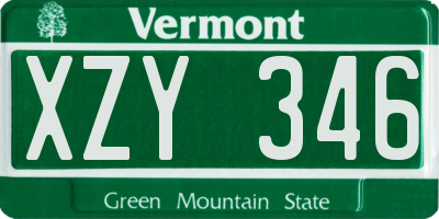 VT license plate XZY346