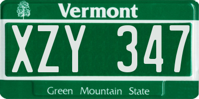 VT license plate XZY347