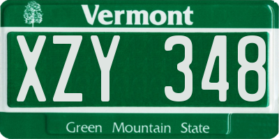 VT license plate XZY348