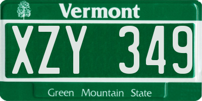 VT license plate XZY349