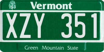 VT license plate XZY351