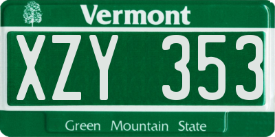 VT license plate XZY353