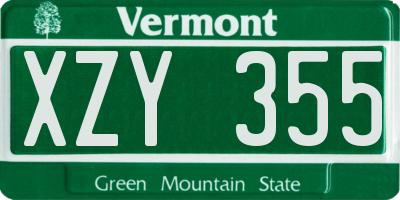VT license plate XZY355