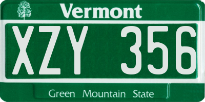 VT license plate XZY356
