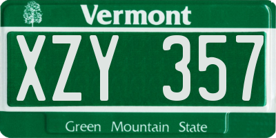 VT license plate XZY357