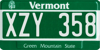 VT license plate XZY358