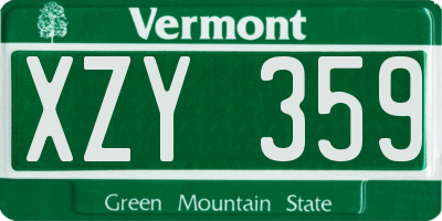 VT license plate XZY359