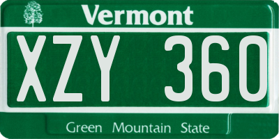 VT license plate XZY360