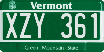 VT license plate XZY361