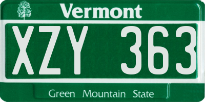 VT license plate XZY363