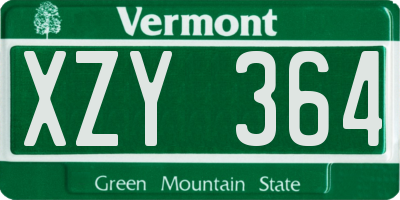 VT license plate XZY364