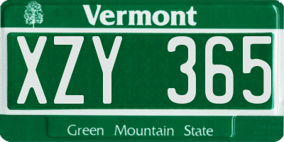 VT license plate XZY365