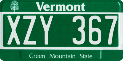VT license plate XZY367
