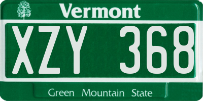 VT license plate XZY368