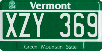 VT license plate XZY369