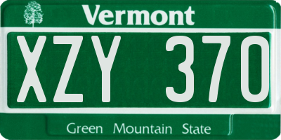 VT license plate XZY370