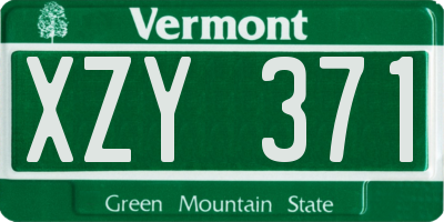 VT license plate XZY371