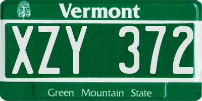 VT license plate XZY372
