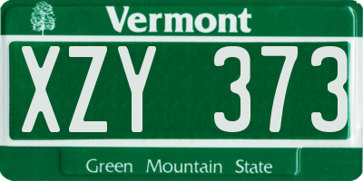 VT license plate XZY373
