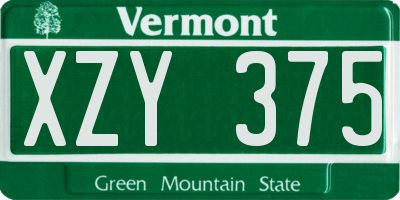 VT license plate XZY375