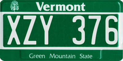VT license plate XZY376
