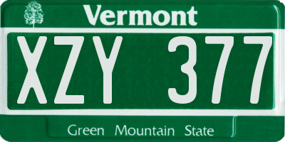 VT license plate XZY377