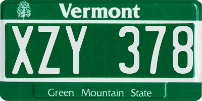 VT license plate XZY378