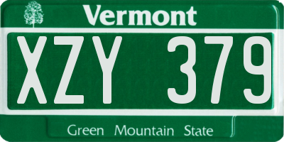 VT license plate XZY379