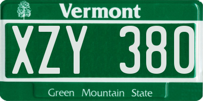 VT license plate XZY380