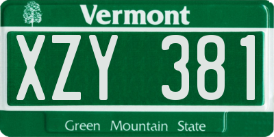 VT license plate XZY381