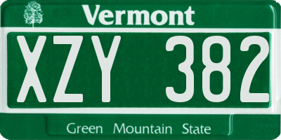 VT license plate XZY382