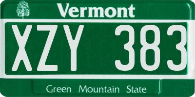 VT license plate XZY383
