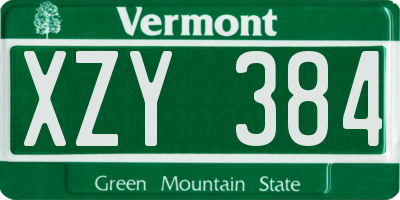 VT license plate XZY384