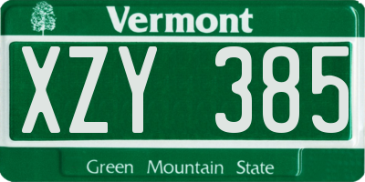 VT license plate XZY385