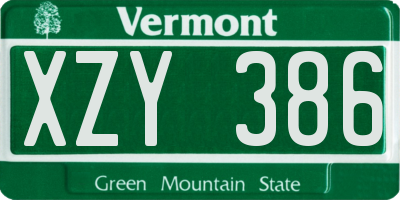 VT license plate XZY386