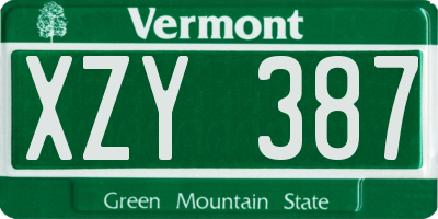 VT license plate XZY387