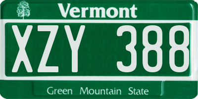 VT license plate XZY388