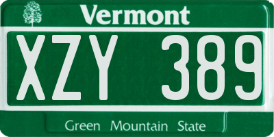 VT license plate XZY389