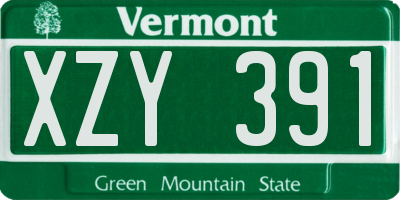 VT license plate XZY391
