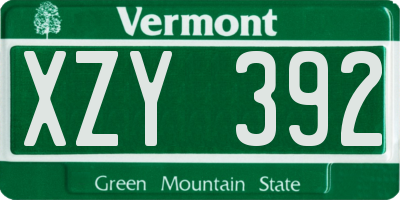 VT license plate XZY392