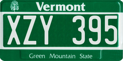 VT license plate XZY395