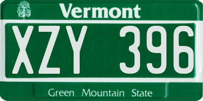 VT license plate XZY396