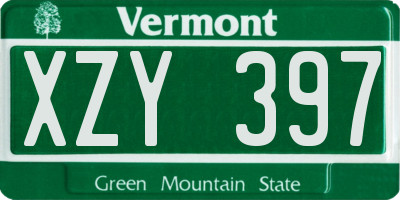 VT license plate XZY397