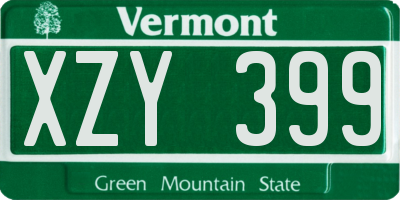 VT license plate XZY399